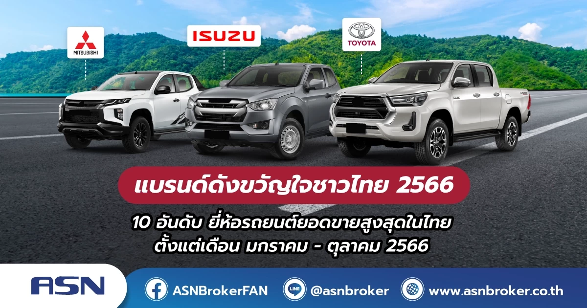 10 อันดับยี่ห้อรถยนต์ยอดขายสูงสุดในไทย